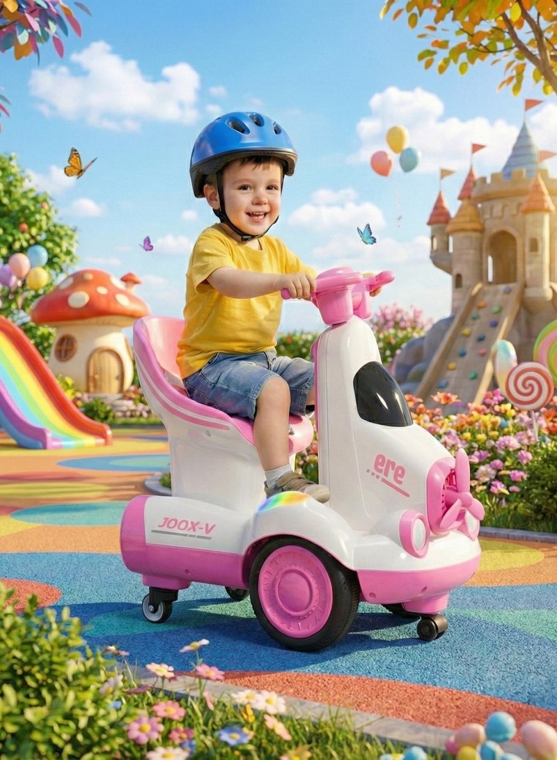 Portbae Kids Smart Electric Scooter 6V, Upgraded Edition | Remote Control, 360-Degree Rotation, Music, LED Lights & Comfortable Seat - Image 2